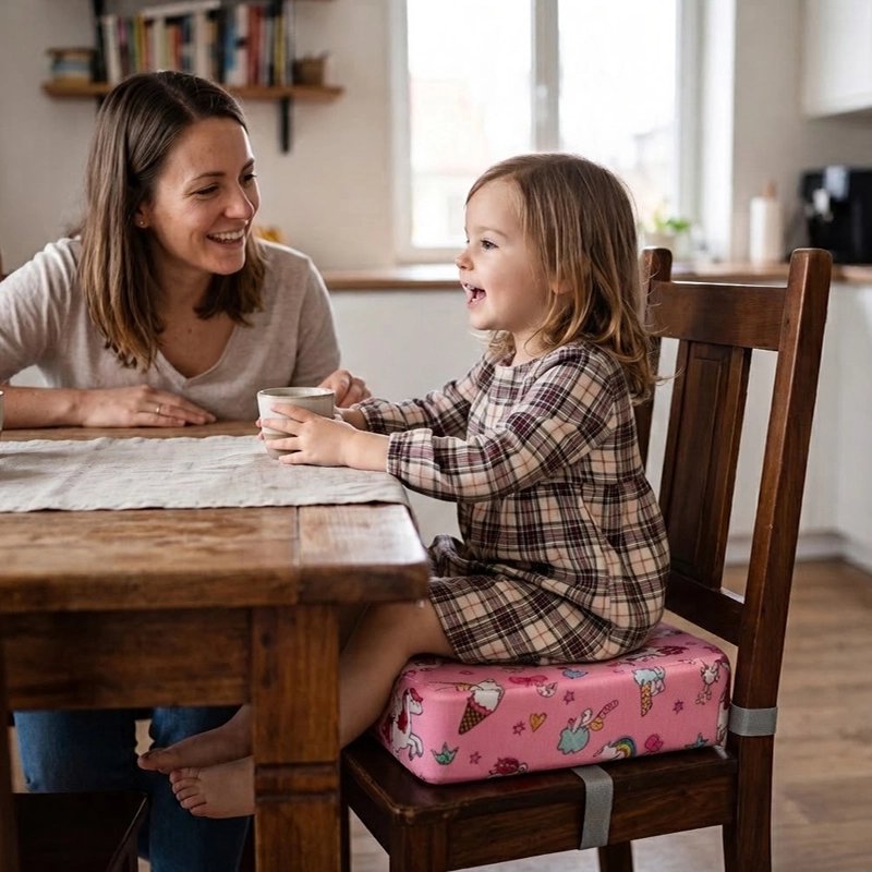 Rehausseur chaise confort maman rie avec son bebe