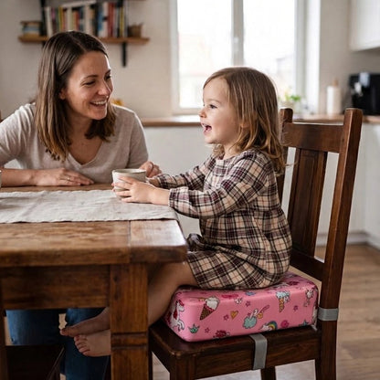 Rehausseur chaise confort maman rie avec son bebe