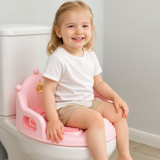 Rehausseur toilette ergo confort fille assise sur le pot