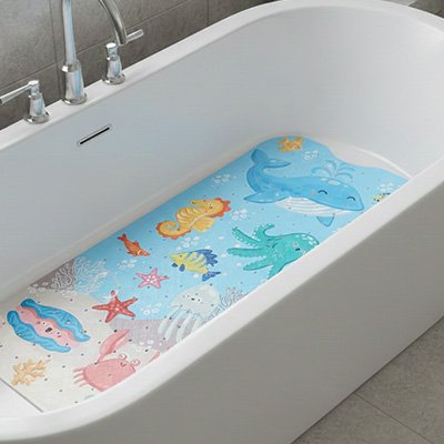 Tapis de bain bebe antiderapant fixe dans la baignoire