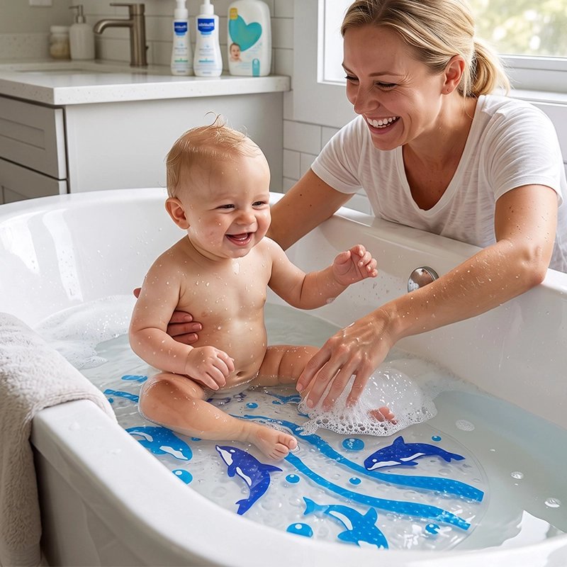 Tapis de bain bebe confort ultime maman lave son bebe
