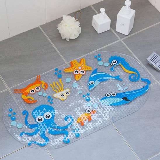Tapis de bain pour bébé antidérapant et confortable avec des dessins animaux marins