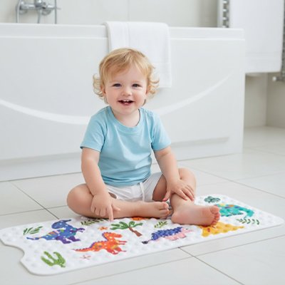 Tapis de bain pour bébé antidérapant sécurisé bébé est assis sur le tapis