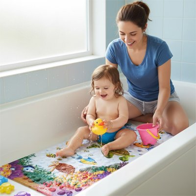 Tapis de bain pour bébé antidérapant sécurisé maman lave son bébé