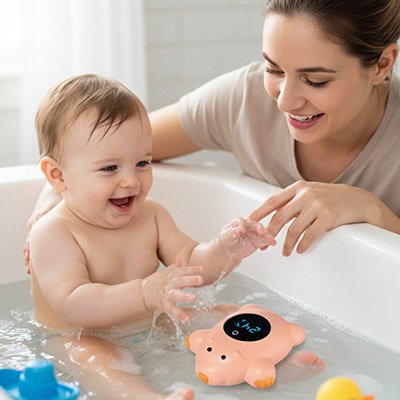 Thermomètre bain bébé securite precise rose