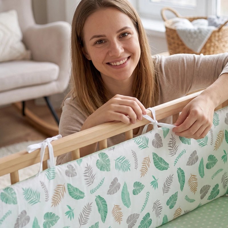 Tour de lit bébé coton douceur maman arrange le berceau
