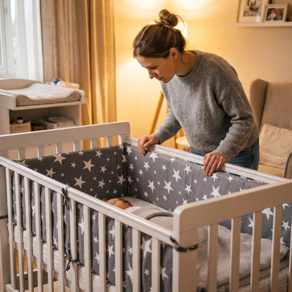 Tour de lit secudodo maman regarde son bebe dormir
