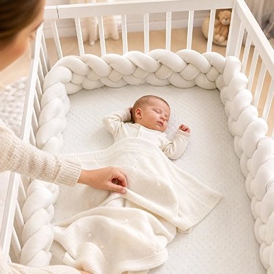 Tour de lit tresse protection douce sommeil profond de bebe