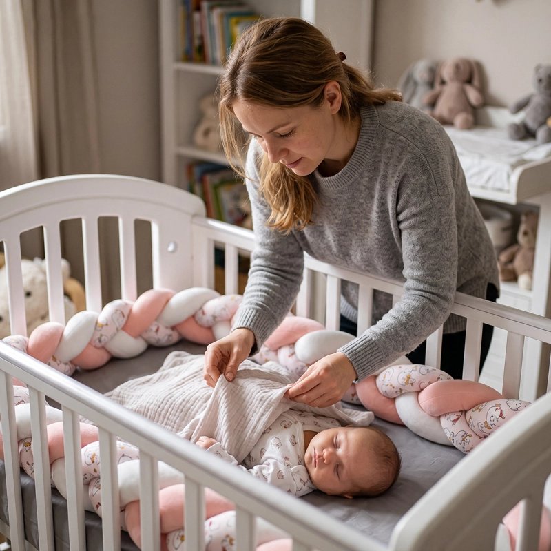 Tresse de lit decorative et securisante bebe dort