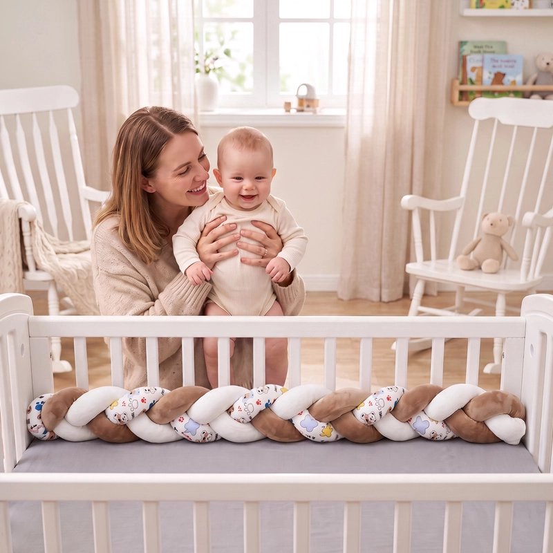 Tresse de lit decorative et securisante maman et bebe contents