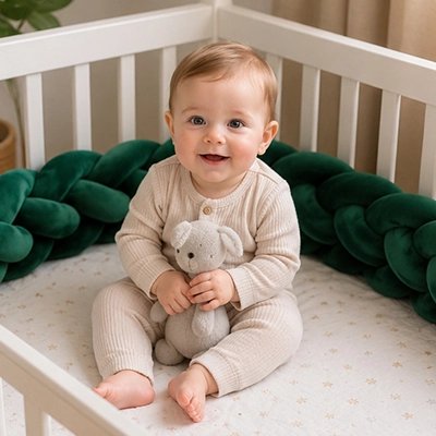 Tresse de lit decorative securisante bebe assis dans le berceau