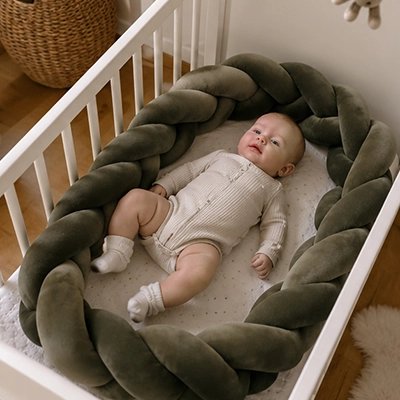 Tresse de lit decorative securisante bebe est dans le berceau