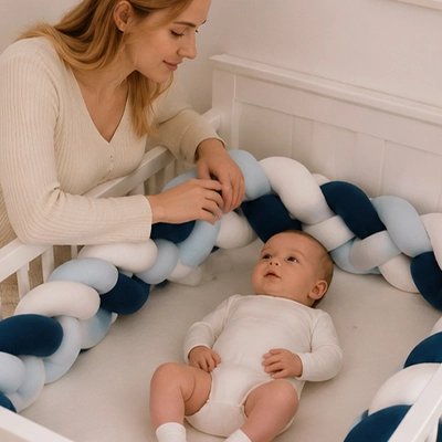 Tresse de lit douce et attrayante maman regarde bebe