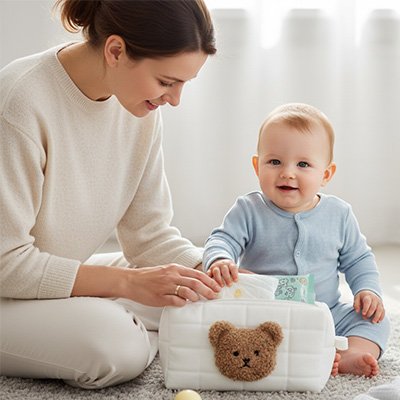 Trousse de toilette bebe attrayant maman et bebe assis