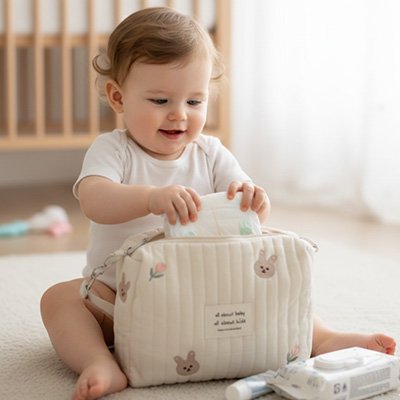 Trousse de toilette bebe  pratique bebe joue avec la trousse