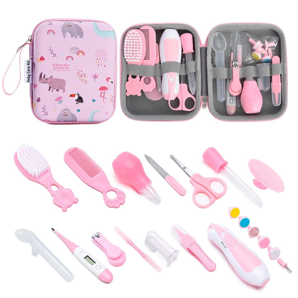 Trousse de toilette bebe ultra compacte rose