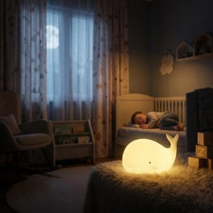 Veilleuse baleine lumiere apaisante bebe dort dans son berceau