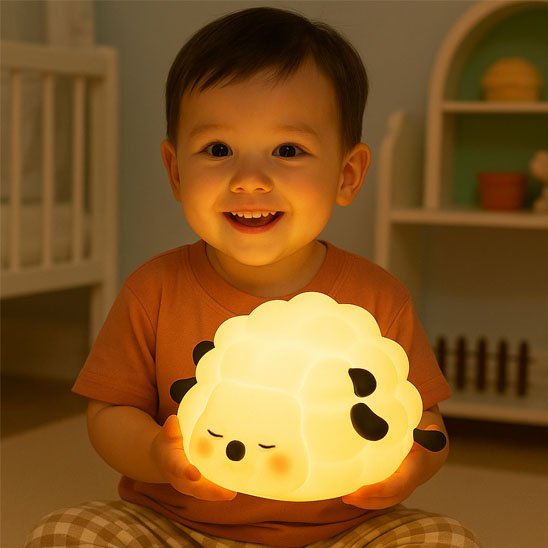 Veilleuse bébé apaisante bébé est content de sa veilleuse