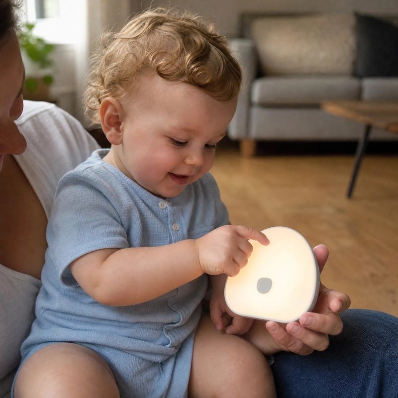Veilleuse bruit blanc sommeil apaisant maman joue avec bebe