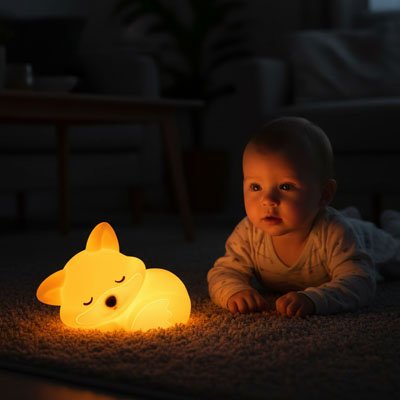 Veilleuse renard douce et apaisante bebe observe la veilleuse